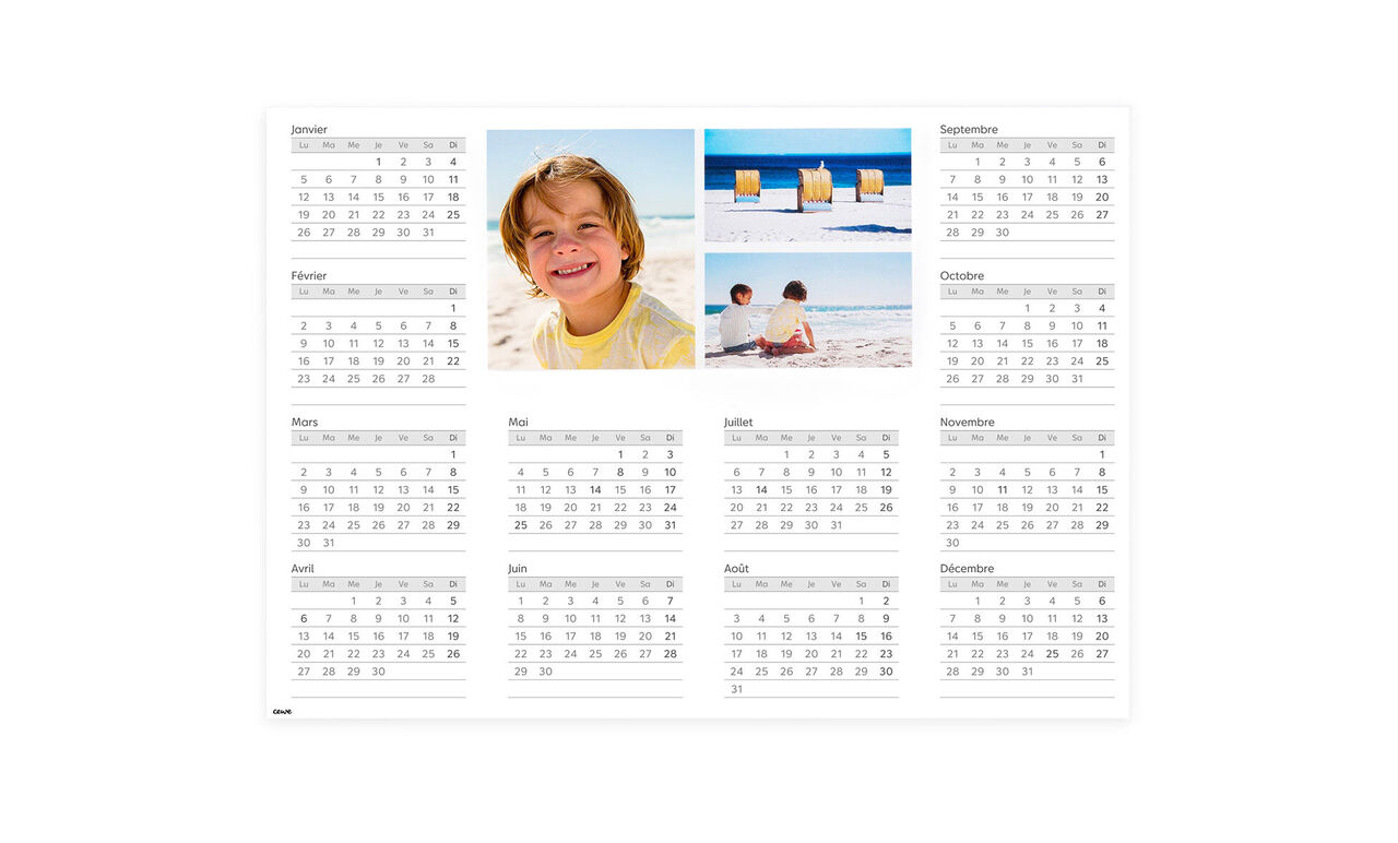 Un beau calendrier photo CEWE avec souvenirs de vacances, souvenirs de journées ensoleillées à la plage