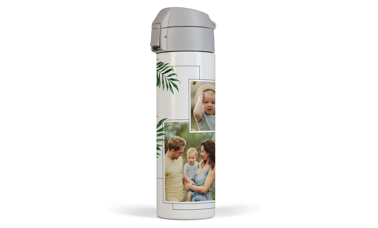 Thermos avec photos personnalisées et design végétal