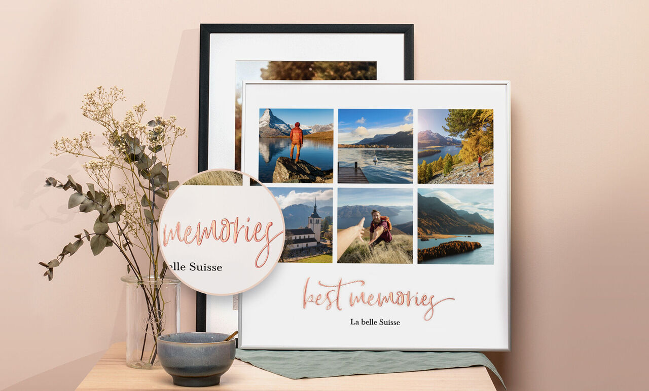 Collage de souvenirs de voyage avec des photos de divers pays dans un design chaleureux.