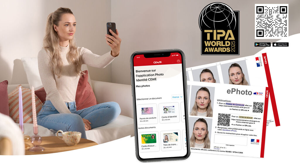 Visuel illustrant la création de photo d'identité dans l'application CEWE