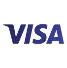 Logo de la carte de crédit Visa en lettres violettes.