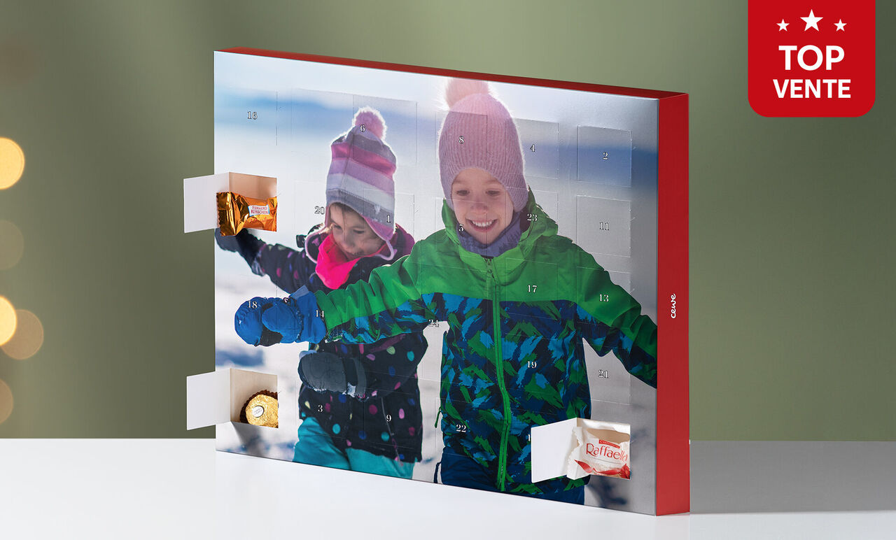 Calendrier de l'Avent avec des fenêtres en chocolat en hiver