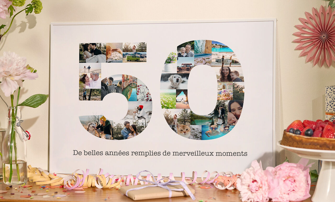 Cadre photo personnalisé pour fêter les 50 ans d'une personne