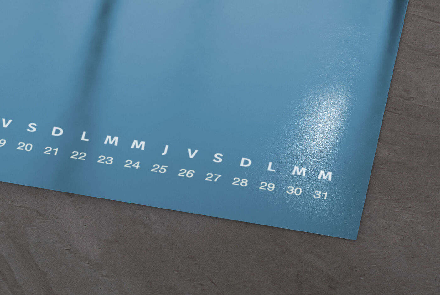 Calendrier bleu avec les chiffres de 1 à 31.