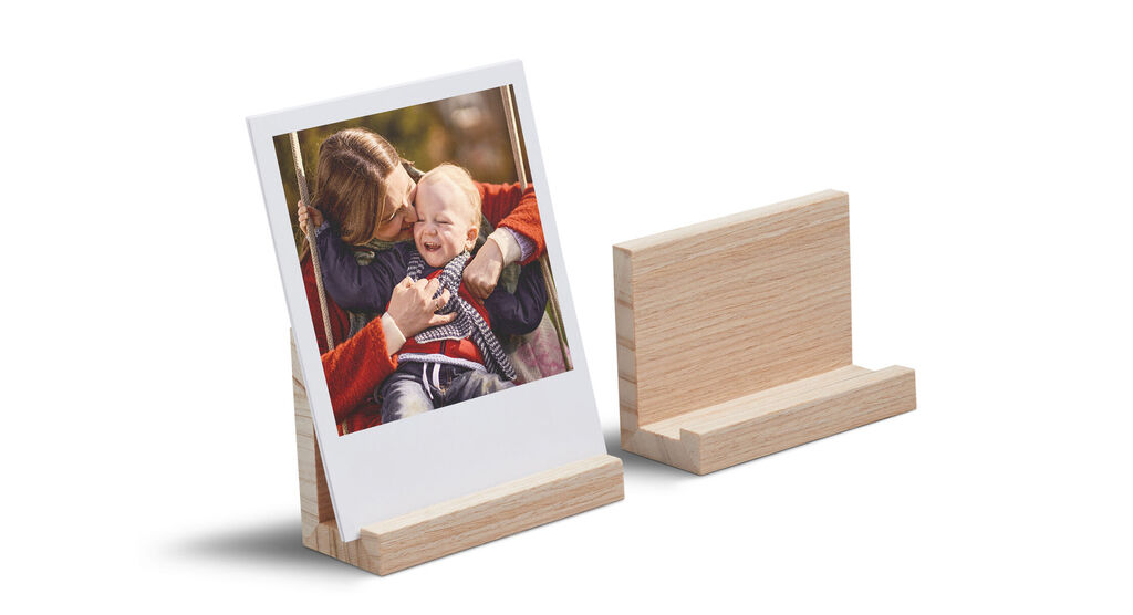Supports photo en bois avec une photo personnelle de moments inoubliables.