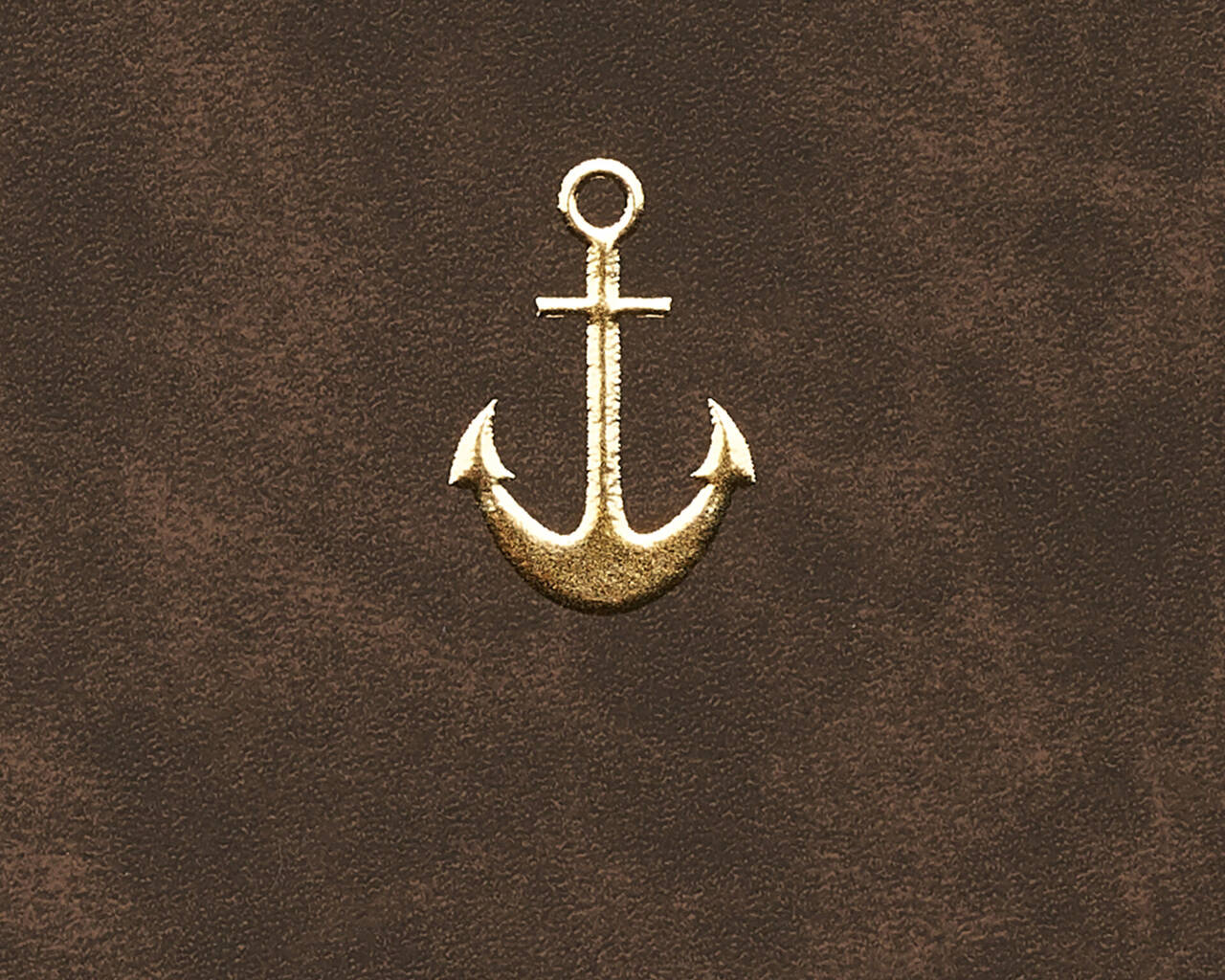 Design d'ancre dorée sur fond marron.